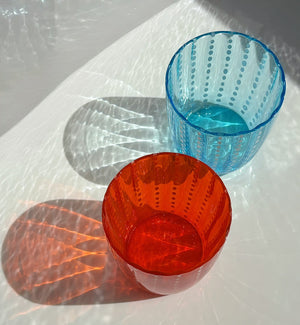 My House by Marine Water/Juice Glasses/Decanter Hand Blown Orange & Blue Colorful Glassware Tumbler Sets and Decanter