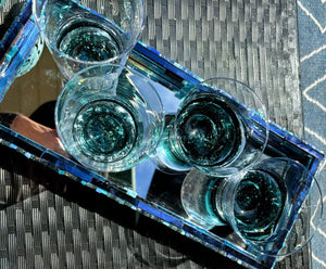 My House by Marine Water/Juice Glasses Hand Blown Luxury Ombré teal Crystal Glasses for the Contemporary Table