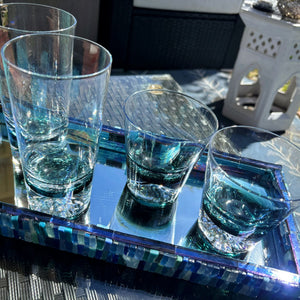 My House by Marine Water/Juice Glasses Hand Blown Luxury Ombré teal Crystal Glasses for the Contemporary Table
