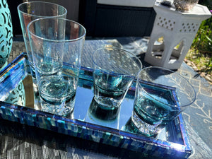 My House by Marine Water/Juice Glasses Hand Blown Luxury Ombré teal Crystal Glasses for the Contemporary Table