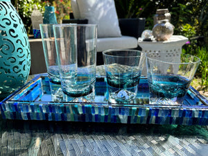 My House by Marine Water/Juice Glasses Hand Blown Luxury Ombré teal Crystal Glasses for the Contemporary Table