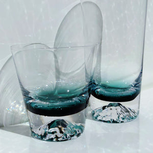 My House by Marine Water/Juice Glasses 2 shorter glasses Hand Blown Luxury Ombré teal Crystal Glasses for the Contemporary Table