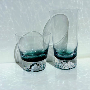 My House by Marine Water/Juice Glasses 2 taller glasses Hand Blown Luxury Ombré teal Crystal Glasses for the Contemporary Table