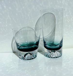 My House by Marine Water/Juice Glasses 2 taller glasses Hand Blown Luxury Ombré teal Crystal Glasses for the Contemporary Table