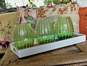 My House by Marine Water/Juice Glasses Hand Blown White Dot Colorful Glassware Tumbler Sets
