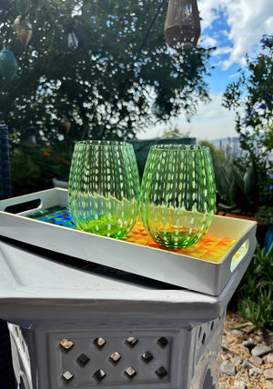 My House by Marine Water/Juice Glasses Hand Blown White Dot Colorful Glassware Tumbler Sets