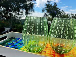 My House by Marine Water/Juice Glasses Hand Blown White Dot Colorful Glassware Tumbler Sets