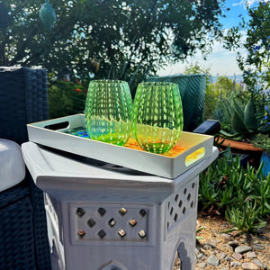 My House by Marine Water/Juice Glasses Hand Blown White Dot Colorful Glassware Tumbler Sets