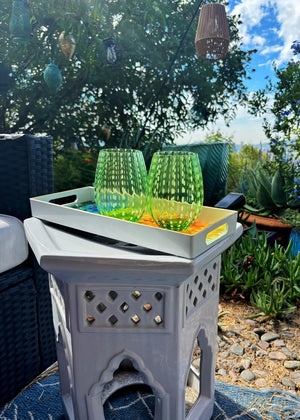 My House by Marine Water/Juice Glasses Hand Blown White Dot Colorful Glassware Tumbler Sets