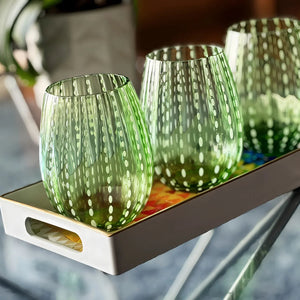 My House by Marine Water/Juice Glasses Hand Blown White Dot Colorful Glassware Tumbler Sets