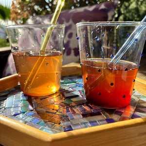 My House by Marine Water/Juice Glasses Modern Hand-blown Tumbler Sets with 3D Dots for the Modern Table