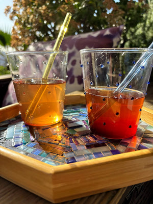 My House by Marine Water/Juice Glasses Modern Hand-blown Tumbler Sets with 3D Dots for the Modern Table