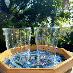 My House by Marine Water/Juice Glasses Modern Hand-blown Tumbler Sets with 3D Dots for the Modern Table