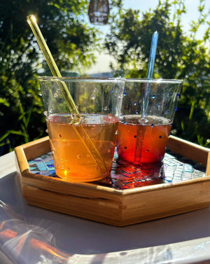 My House by Marine Water/Juice Glasses Modern Hand-blown Tumbler Sets with 3D Dots for the Modern Table