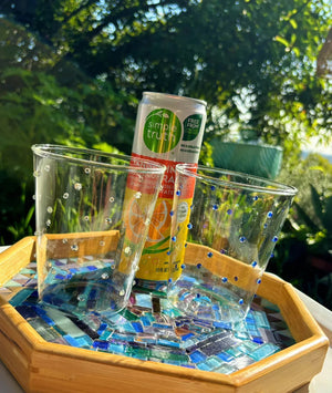 My House by Marine Water/Juice Glasses Modern Hand-blown Tumbler Sets with 3D Dots for the Modern Table