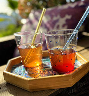 My House by Marine Water/Juice Glasses Modern Hand-blown Tumbler Sets with 3D Dots for the Modern Table