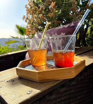 My House by Marine Water/Juice Glasses Modern Hand-blown Tumbler Sets with 3D Dots for the Modern Table