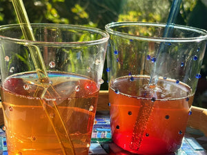 My House by Marine Water/Juice Glasses Modern Hand-blown Tumbler Sets with 3D Dots for the Modern Table