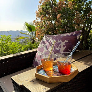 My House by Marine Water/Juice Glasses Modern Hand-blown Tumbler Sets with 3D Dots for the Modern Table