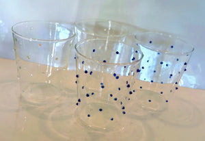 My House by Marine Water/Juice Glasses 4 glasses Modern Hand-blown Tumbler Sets with 3D Dots for the Modern Table