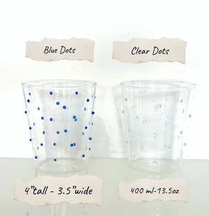 My House by Marine Water/Juice Glasses 2 glasses Modern Hand-blown Tumbler Sets with 3D Dots for the Modern Table