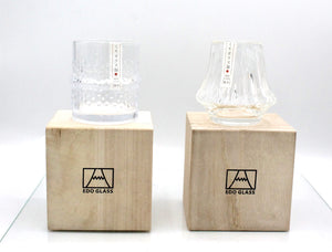 My House by Marine whiskey glasses Edo Mt Fuji  Style Whiskey Glass: Japanese Crystal Rocks Glass in Wood Box