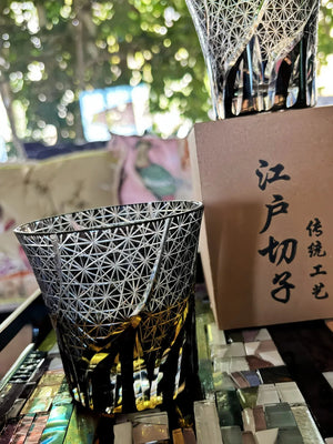 My House by Marine whiskey glasses Traditional Japanese Style Crystal Hand Cut Glass in Black