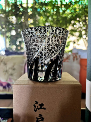 My House by Marine whiskey glasses Traditional Japanese Style Crystal Hand Cut Glass in Black