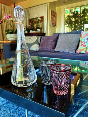 My House by Marine whiskey glasses Traditional Japanese Style Crystal Hand Cut Glass in Ink Black or Ruby Red