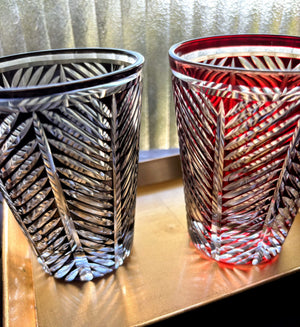 My House by Marine whiskey glasses Traditional Japanese Style Crystal Hand Cut Glass in Ink Black or Ruby Red