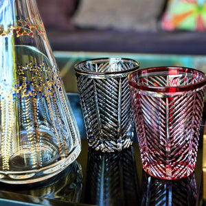 My House by Marine whiskey glasses Traditional Japanese Style Crystal Hand Cut Glass in Ink Black or Ruby Red