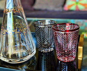 My House by Marine whiskey glasses Traditional Japanese Style Crystal Hand Cut Glass in Ink Black or Ruby Red