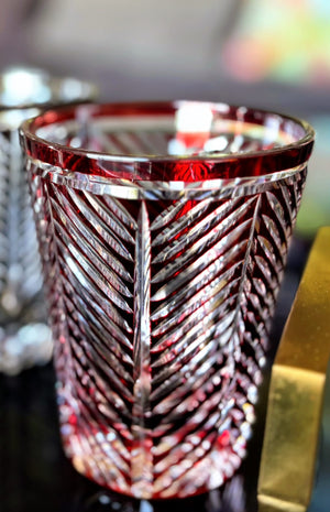 My House by Marine whiskey glasses Red Traditional Japanese Style Crystal Hand Cut Glass in Ink Black or Ruby Red