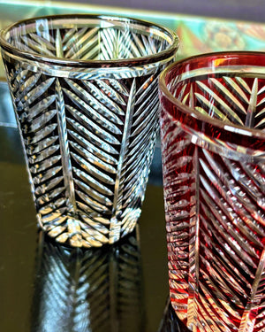 My House by Marine whiskey glasses Black Traditional Japanese Style Crystal Hand Cut Glass in Ink Black or Ruby Red