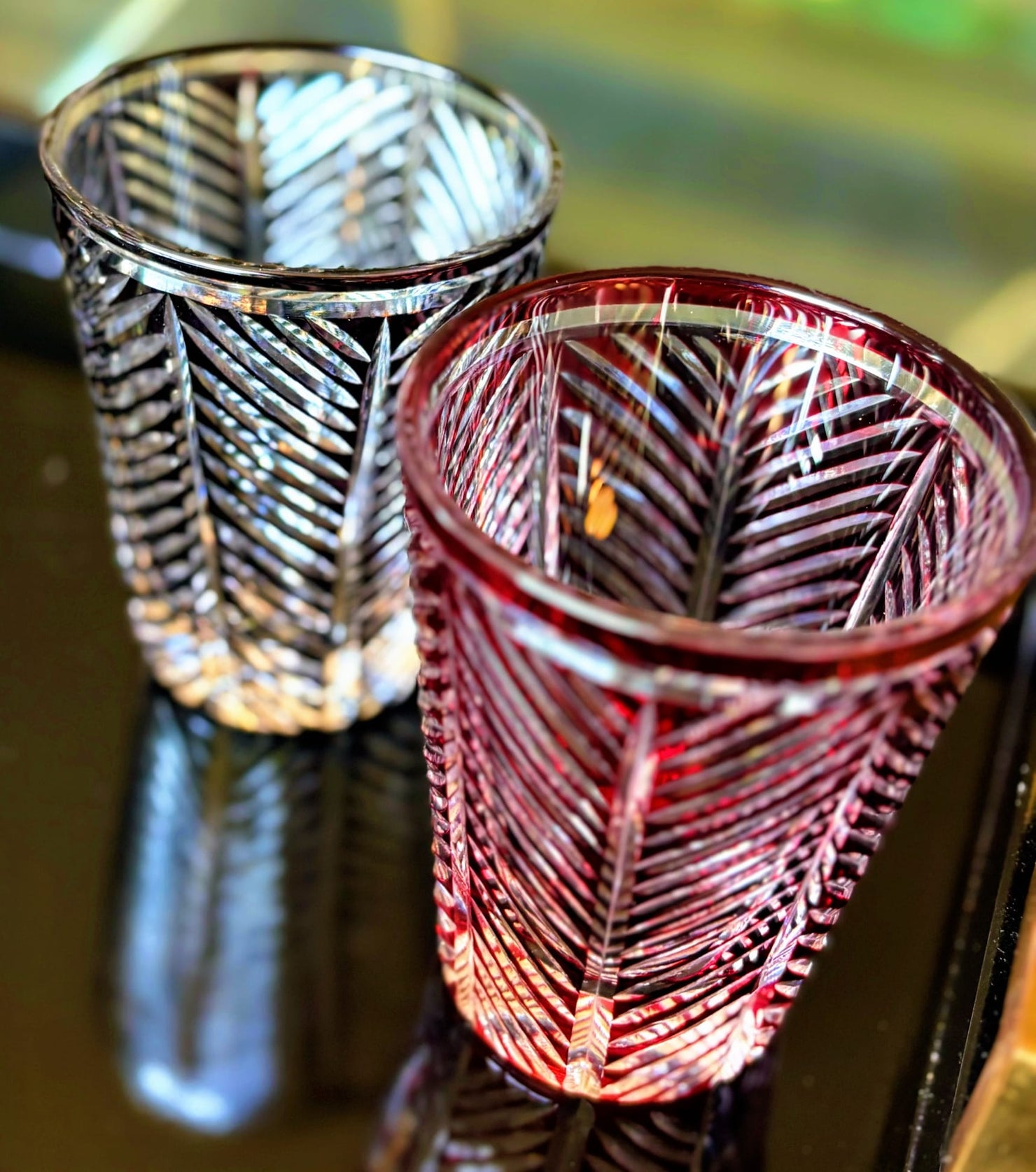 My House by Marine whiskey glasses Traditional Japanese Style Crystal Hand Cut Glass in Ink Black or Ruby Red