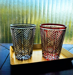 My House by Marine whiskey glasses Traditional Japanese Style Crystal Hand Cut Glass in Ink Black or Ruby Red