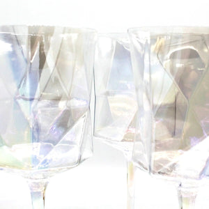 My House by Marine Wine glasses Iridescent Geometric Crystal Wine Glasses Set of 2- Modern Stemware for Elegant Table Decor