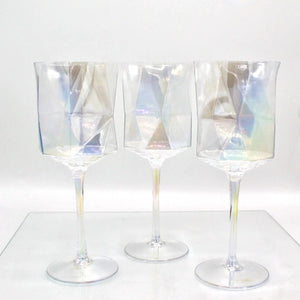 My House by Marine Wine glasses Iridescent Geometric Crystal Wine Glasses Set of 2- Modern Stemware for Elegant Table Decor