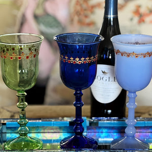 My House by Marine Wine glasses sets Colorful Wine Goblets Sets- Hand Painted Stemware for Elegant Table Decor