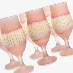 My House by Marine Wine glasses sets Handcrafted Frosted Glass Goblets: Art Deco Rose Design, Set of 6