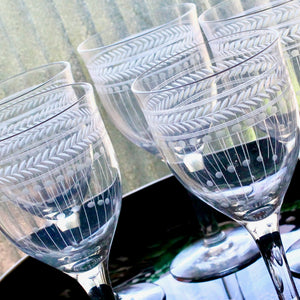 My House by Marine Wine glasses sets Vintage etched crystal wine glasses set of 5-Hand blown glassware