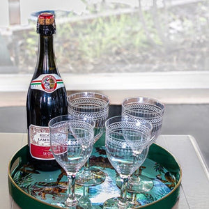 My House by Marine Wine glasses sets Vintage etched crystal wine glasses set of 5-Hand blown glassware